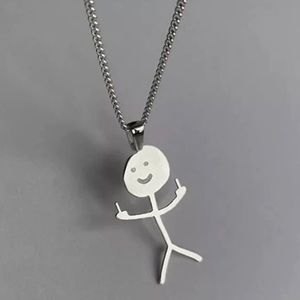 NWT silver fuck you middle finger necklace